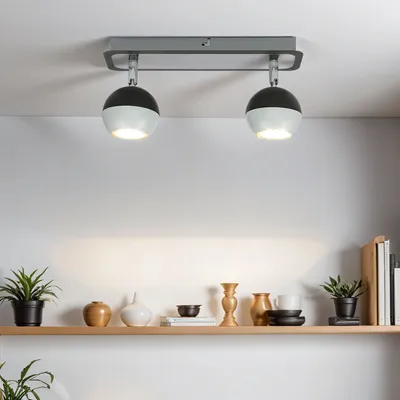 Immagine prodotto di Faretto da soffitto GU10 orientabile nero bianco 2 luci globo faretto da soffitto moderno