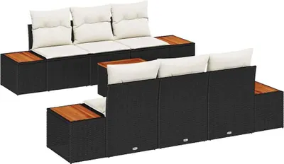 Produktbild von Garten-Sofa-Set 7 stk. Schwarz Poly Rattan