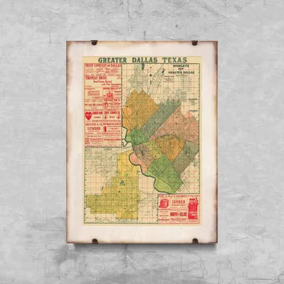 Produktbild von Poster - Canvas - Leinwand - 29,7 cm x 42 cm - Die alte Karte von Dallas, Texas