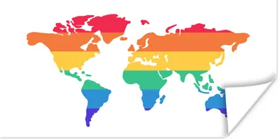Produktbild von MuchoWow® Poster Weltkarte - Stolz - Regenbogen 120x60 cm - Bild