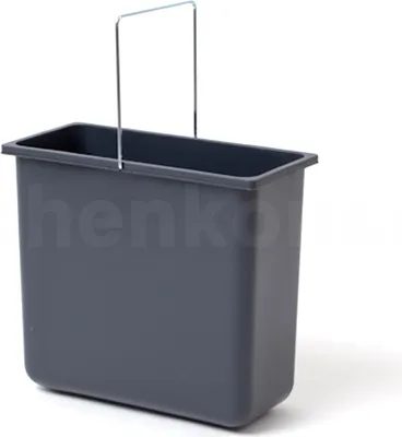 A dark gray rectangular bucket with a silver handle is shown against a white background.