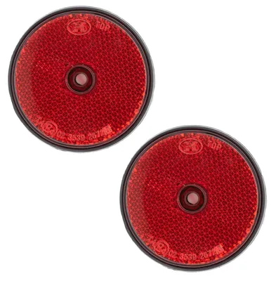 Produktbild von 2x Reflektor Anhänger Rot Rund 60mm Rückstraher Wohnwagen PKW LKW Katzenauge Set