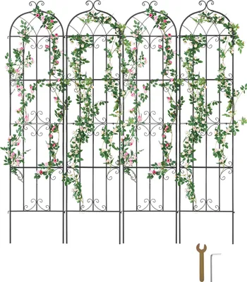 Obrázok produktu pre VEVOR popínavá mriežka na popínavé rastliny, 51x220 cm, sada 4 ks, nerezová kovová mriežka na záhradné kvety, stojan na uhorky, dekoratívny stojan na plamienok