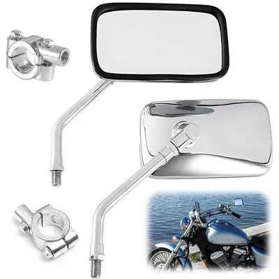 Image de Rétroviseur universel pour moto chromé 10 mm, pivotant à 360°, rétroviseur chromé pour moto, rétroviseur pour motos, scooters, VTT, motos de route