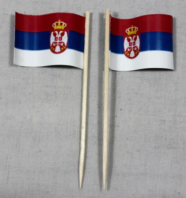 Produktbild von Party-Picker Flagge Serbien Papierfähnchen in Spitzenqualität 25 Stück Beutel