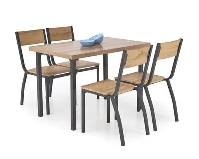 Obrázok produktu pre MILTON set stôl + 4 stoličky dub prírodný/čierny