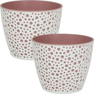 Produktbild von MePla - 2 Stück Kunststoff-Übertopf VERO ø 13 weiss/pink