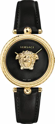 Produktbild von Versace VECQ00118 Palazzo gold schwarz Leder Armband Uhr Damen NEU