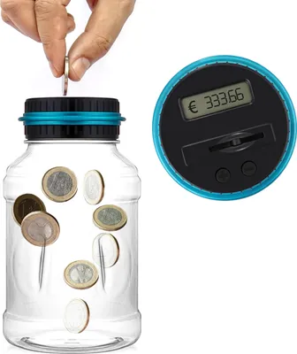 Image de Cazy Tirelire digitale avec compteur de pièces - convient pour les pièces EURO (1.8L)