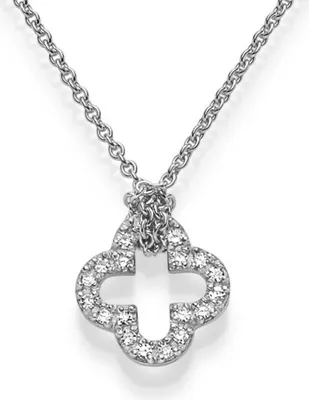 Produktbild von Anhänger Kleeblatt 10,5mm aus 585 Gold Weißgold 20 Brillanten 0.19ct TW-SI