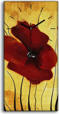 Produktbild von Leinwand Wanduhr Wandkunst Uhr Geräuschlos Kunstdruck 30x60 Ölgemälde Blumen - schwarze Hände