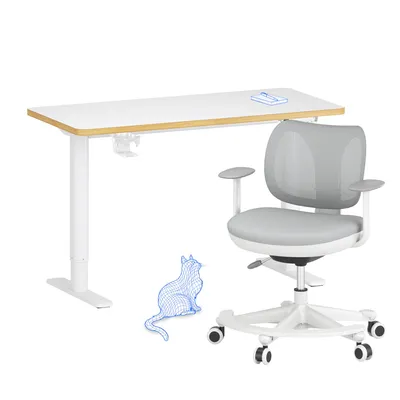 Produktbild von FLEXISPOT Kinderschreibtisch und Stuhl Set, elektrisch höhenverstellbar Schreibtisch, für Kinder ab 6 Jahren, mit 3 Speicherplätzen, Kindersicherung