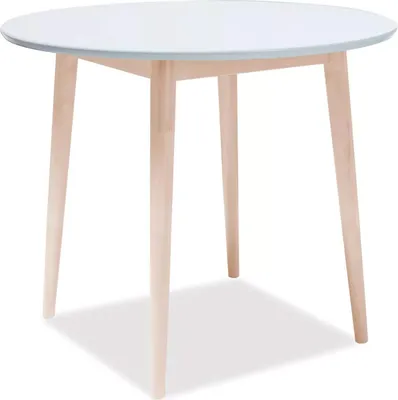 Image de Table de salle à manger / table de cuisine Larson 90 x 90 x 75 cm, blanc, chêne Sonoma, plateau rond