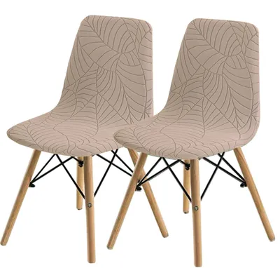 Stuhlbezüge 2er-Pack, Kaki, elastisch, waschbar, für Esszimmerstühle