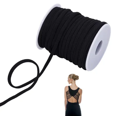 Korsettband 22 m, 4 mm breit, elastisch, schwarz, stoffummantelt
