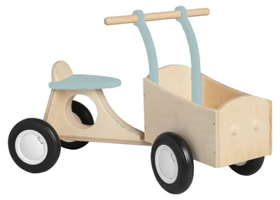 Zdjęcie produktu dla Rower biegowy drewniany Pertina dla dzieci od 1 roku życia - styl vintage, kolor niebieski/zielony