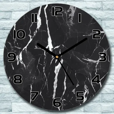Produktbild von Wanduhr aus Glas Rund fi 30 Kunst schwarz Marmor Quarz Deko Schlafzimmer Büro