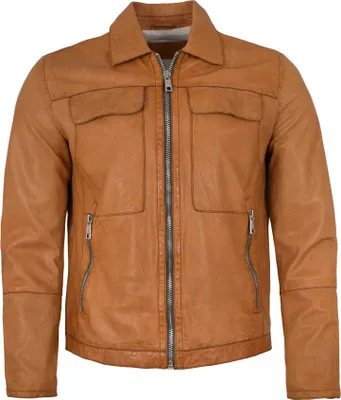 Produktbild von Milestone - Herren Lederjacke Lammnappa gebranntes orange : 54
