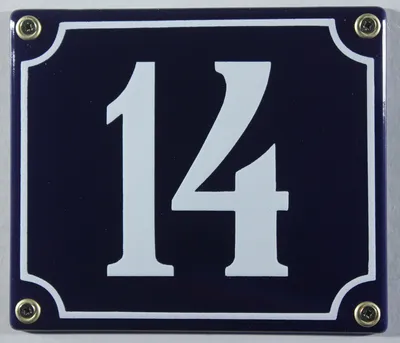 Produktbild von Hausnummernschild Emaille 14 blau - weiß 12x14 cm Schild Emaile Hausnummer Haus Num