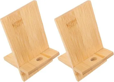 Produktbild von Holz-Tablett-Ständer Set Holz-Tablett-Halter für auf dem Schreibtisch Autohalter für Tablets Telefonhalter Holz-Bambus-Tisch-Flach