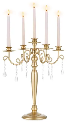 Image de Chandélier doré à 5 branches, idéal pour les centres de table et la décoration