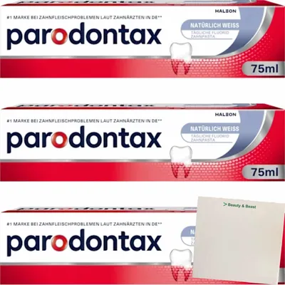 Produktbild von Parodontax Zahncreme Natürlich Weiß 3er Pack (3x75ml Tube) + usy Block