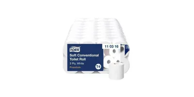 A pack of Tork toilet paper rolls.