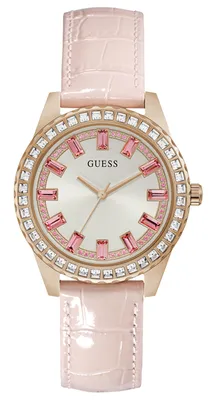 Produktbild von Guess Damen Armbanduhr Leder Armband SPARKLING PINK GW0032L2