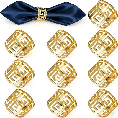 Serviettenringe gold, 10 Stück, rund, Metall, für Hochzeiten