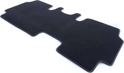 Immagine prodotto di Tappetino adatto per VW ID Buzz (fila da 1 posto posteriore) Tappetino Velours Tappeto auto Premium nero, cuciture decorative bianche
