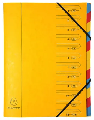 Image de Exacompta 54129E Classeur Colorspan 355g/m² DIN A4 jaune 12 compartiments élastique