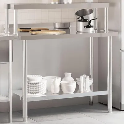 Produktbild von Küchen-Arbeitstisch mit Aufsatzboard 110x55x120 cm Edelstahl,Wirtschaft & Industrie,Gastronomie,17.5 KG,3208896
