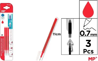 Immagine prodotto di Wkłady do długopisów ścieralnych czerwone 0.7 mm 3 sztuki