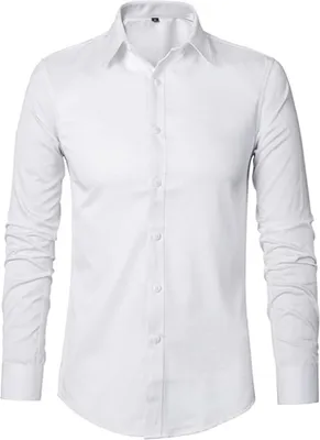 Produktbild von Herren-Hemd - Stretch Herren-Hemden - Langarm-Hemd Männer, Anti-Knitter - BRILLSHIRT Weiß XXL