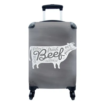Produktbild von MuchoWow® Koffer Handgepäck Trolley Rollkoffer Kleine Reisekoffer mit 4 Rollen - Kuh - Tier - Steak - Cabin Size < 55x40x23 cm & 55x40x20 cm - Fotokoffer - Kabinenkoffer - Boardgepäck - Reise-Box - Reisekoffer - Reisegepäck - Koffer mit Bild - Trolley für Kinder
