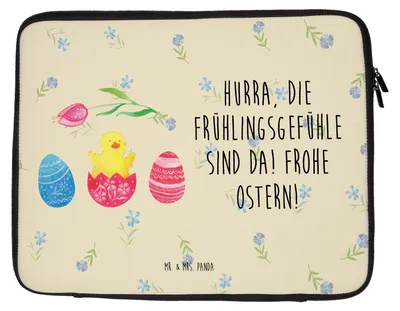 Produktbild von Mr. & Mrs. Panda Laptop Tasche Küken Schlüpfen 20 x 28 cm - Blumig - Geschenk, Laptoptasche, Frohe Ostern, Case, Ostergrüße, Hülle, Ostereier, Osterei, Notebooktasche
