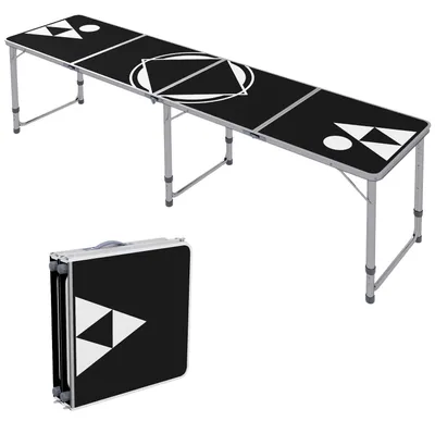 Produktbild von Bierpong Tisch Klappbarer Campingtisch 240 X 60 Cm Klapptisch Höhenverstellbar Reisetisch Für Garten, Balkon, Alu, Schwarz