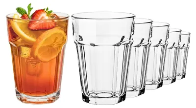 Immagine prodotto di Omgoods - Set di 6 bicchieri trasparenti da 370 ml con design vintage