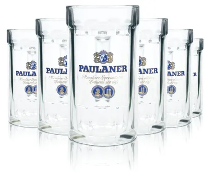 Produktbild von 6x Paulaner Bierglas 0,4l Kontur Bierkrug Humpen Seidel Gläser Set Brauerei