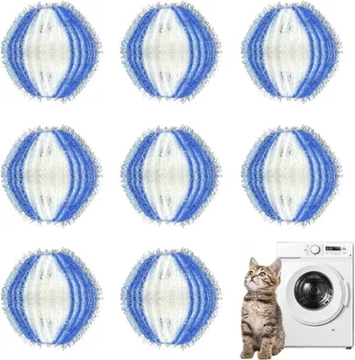 Produktbild von Waschbälle 8 Stück, blau, für Waschmaschine, Haarentferner für Kleidung