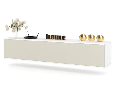 Produktbild von TV-Lowboard Fernsehschrank SIMPLY HÄNGEND Weiß Matt/Cashmere 160cm
