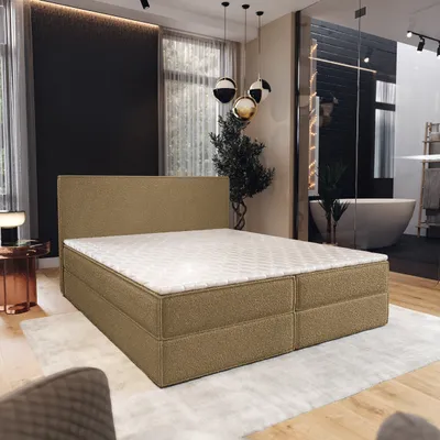 Produktbild von Masseno Boxspringbett PELLIO 180x200 cm Komplett-Set mit Bonell Matratze und Topper, Polsterbett mit Bettkästen -Orange, QUELLE 17