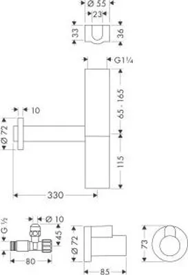 Produktbild von AXOR 51304330 Design Siphon Set Flowstar Axor PBC