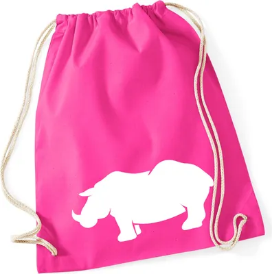 Produktbild von Huuraa Turnbeutel Nashorn Silhouette 12 Liter Fuchsia Baumwolle Rucksack Geschenkidee