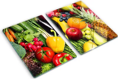 Obrázek produktu pro Kryt varné desky – Kryt na indukční desku – Ochranná skleněná deska – 2x40x52 cm– Skleněné ochranné desky na sporák –Tvrzené sklo –Zelenina a ovoce