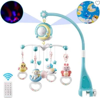 Produktbild von Babybett mobile für Babybetten mit Musik, mobile baby rassel,Zum Aufhängen Rasseln für Kinder Baby Blau