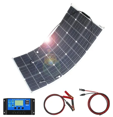 Image de Panneau solaire flexible - 100 watts - Monocristallin - Léger, avec régulateur de charge, idéal pour camping-car