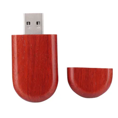 Image de Clé USB 2.0 en bois – Clé mémoire ovale en palissandre 8 Go avec boîte