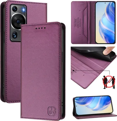 Immagine prodotto di Custodia in pelle per Huawei P60 / P60 Pro, flip case con slot per carte, portafoglio e supporto Viola