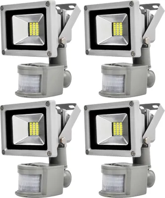 Immagine prodotto di Greenmigo 4X 20W SMD LED Proiettore Floodlight con sensore di movimento, faro, proiettore da esterno, faretto da parete, alluminio, IP65, impermeabile, 85-265 V CA, bianco freddo, bianco luce diurna